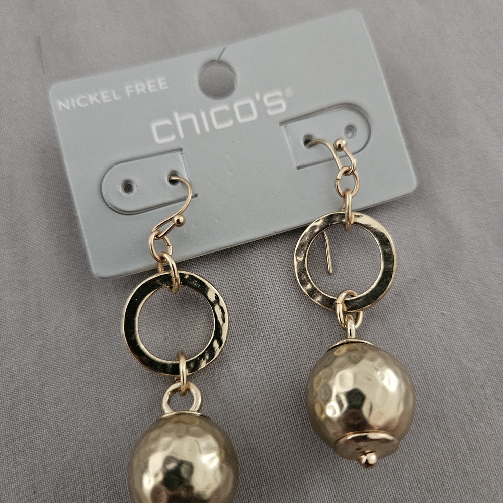 Chico's Hammered Gold Drop Earrings